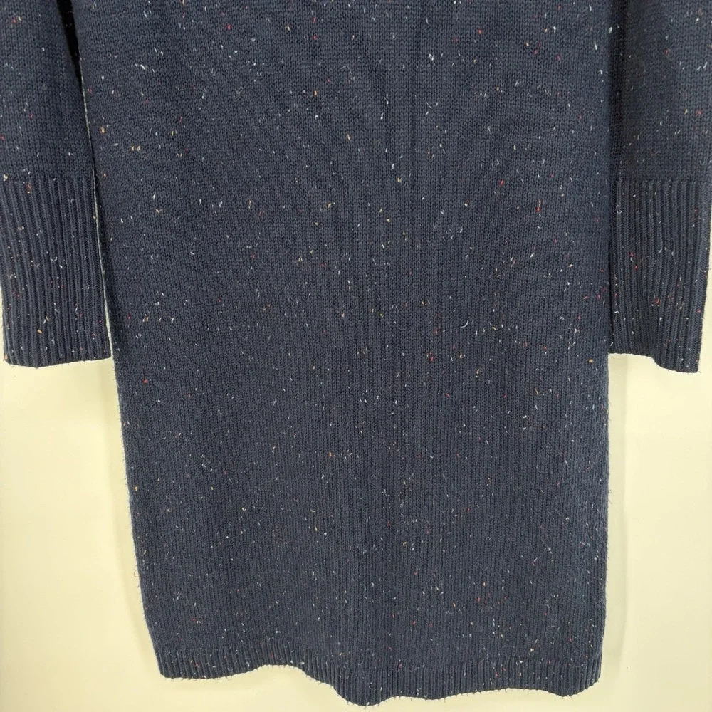 Talbots Sweater Dress M Navy Turtleneck Knit Cozy Winter Timeless Speckled Fall